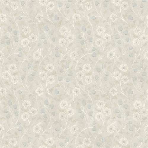 3119-13055 Patsy Grey Floral Wallpaper Vintage Style Prepasted Non Woven Blend Wall Covering Kindred Collection from Chesapeake by Brewster Made in United States