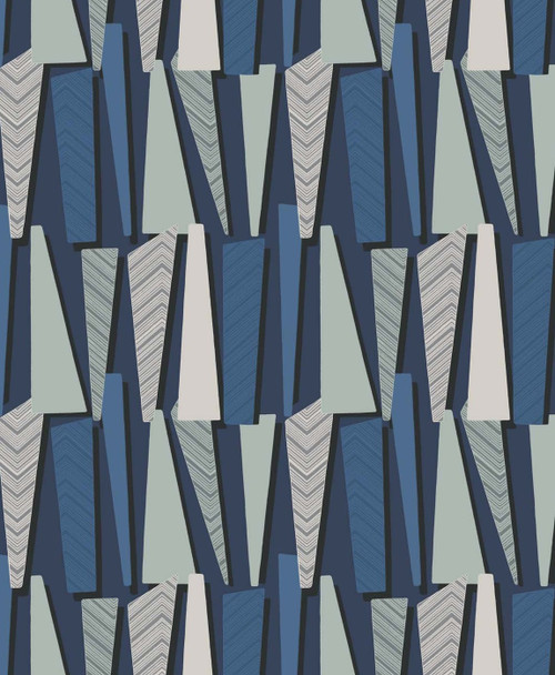 SL80812 Geometric Shadows Denim Blue Wallpaper Contemporary Style Wall Covering The Simple Life Collection by Seabrook Designs Made in Netherlands