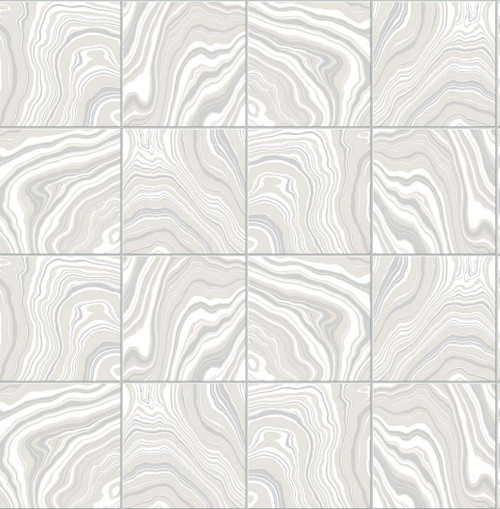 LN30608 Marbled Tile Quartz Gray Wallpaper Contemporary Style Self-Adhesive Vinyl Wall Covering from Lillian August Made in United States