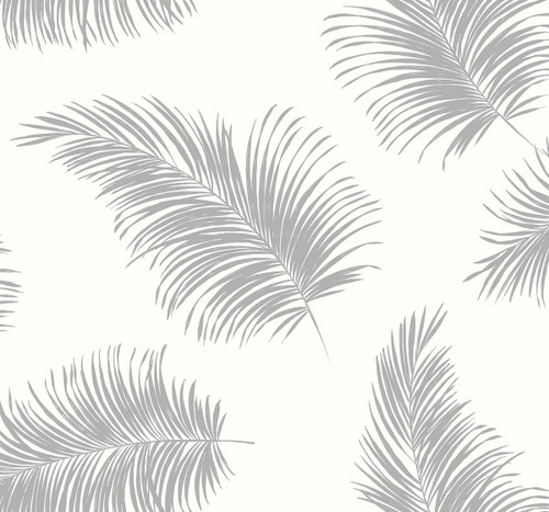 LN20305 Tossed Palm Alloy Gray Wallpaper Coastal Style Self-Adhesive Vinyl Wall Covering from Lillian August Made in United States