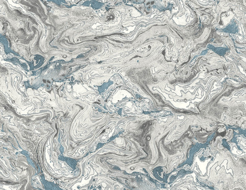 LN21002 Faux Marble Lunar Rock Cerulean Blue Wallpaper Contemporary Style Self-Adhesive Vinyl Wall Covering from Lillian August Made in United States