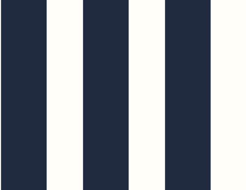 LN20402 Designer Stripe Midnight White Blue Wallpaper Coastal Style Self-Adhesive Vinyl Wall Covering from Lillian August Made in United States
