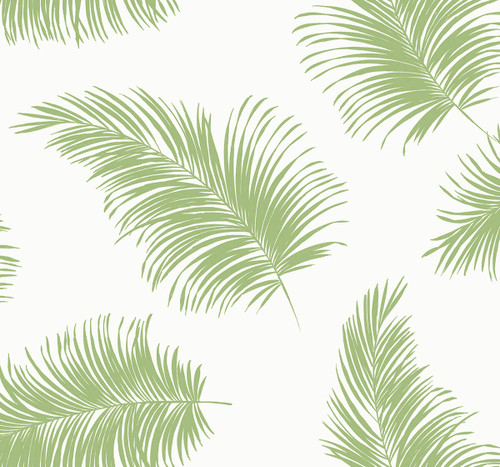 LN20304 Tossed Palm Summer Fern Green Wallpaper Coastal Style Self-Adhesive Vinyl Wall Covering from Lillian August Made in United States