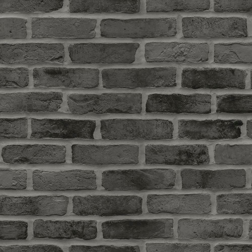 DD139138 Burnham Black Brick Wall Wallpaper Modern Style Unpasted Non Woven Wall Covering Design Department Collection from ESTA Home by Brewster Made in Netherlands