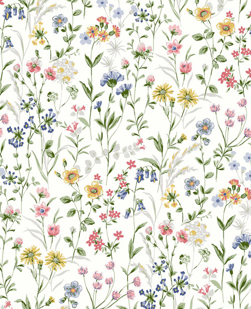 PR11901 Wildflowers Prepasted Multicolored Wallpaper Contemporary Style Prepasted Paper (Coated) Wall Covering by Prepasted Online from Seabrook Designs