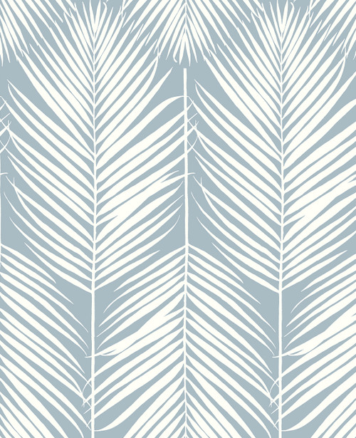 PR11402 Palm Silhouette Prepasted Light Blue Wallpaper Coastal Style Prepasted Paper (Coated) Wall Covering by Prepasted Online from Seabrook Designs