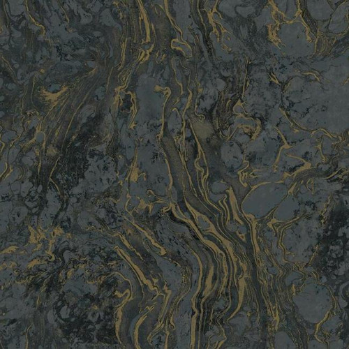 KT2224 Polished Marble Black Brown Modern Theme Unpasted Non Woven Wallpaper from Ronald Reddings 24 Karat Made in United States