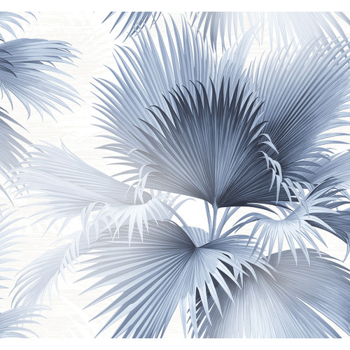 2927-40102 Summer Palm Tropical Blue Botanical Theme Unpasted Gravure Acrylic Coated Wallpaper from A-Street Prints Newport Made in United States