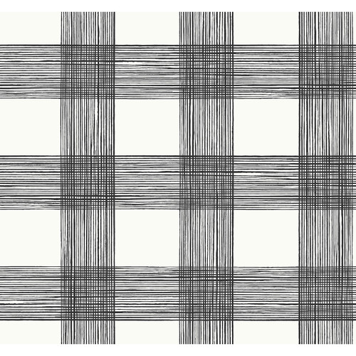 2927-80900 Scarborough Striated Plaid Black Graphics Theme Unpasted Screen Acrylic Coated Wallpaper from A-Street Prints Newport Made in United States