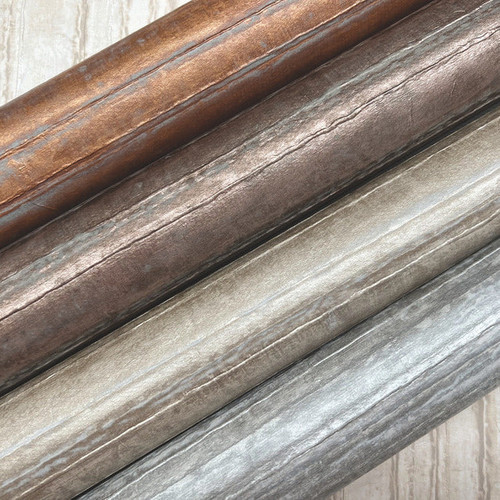 RRD7605N Vintage Tin Metallic Burnished Bronze Wood Style Unpasted Fabric Backed Vinyl Wallpaper from Ronald Reddings Industrial Interiors III Made in United States