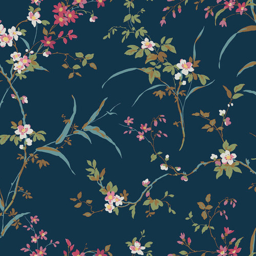 BL1745 Blossom Branches Navy Floral Theme Unpasted Non Woven Wallpaper from Blooms Second Edition Resource Library
