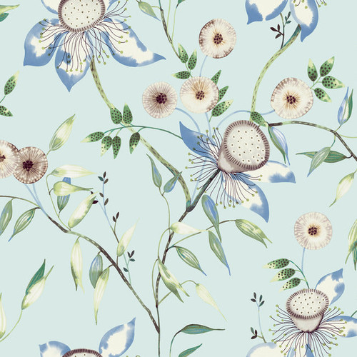 BL1792 Dream Blossom Light Blue Floral Theme Unpasted Non Woven Wallpaper from Blooms Second Edition Resource Library