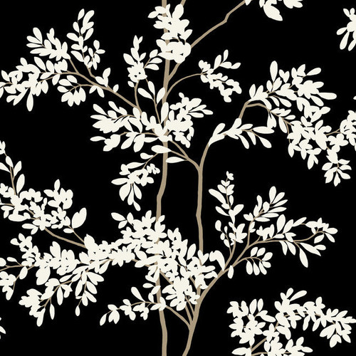 BL1804 Lunaria Silhouette Black Off White Botanical Theme Unpasted Non Woven Wallpaper from Blooms Second Edition Resource Library