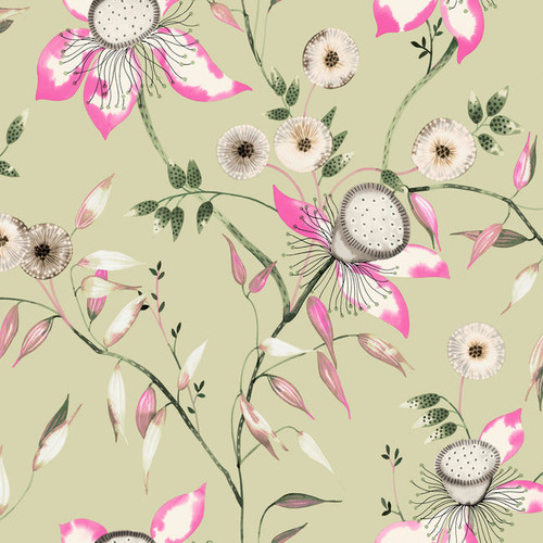 BL1791 Dream Blossom Light Green Floral Theme Unpasted Non Woven Wallpaper from Blooms Second Edition Resource Library