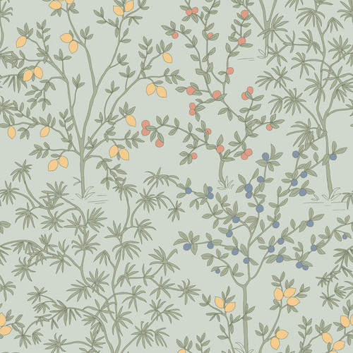 PSW1453RL Lemon Grove Vintage Duck Egg Green Botanical Theme Peel & Stick Wallpaper from Erin & Ben Co. Premium Peel + Stick Made in United States