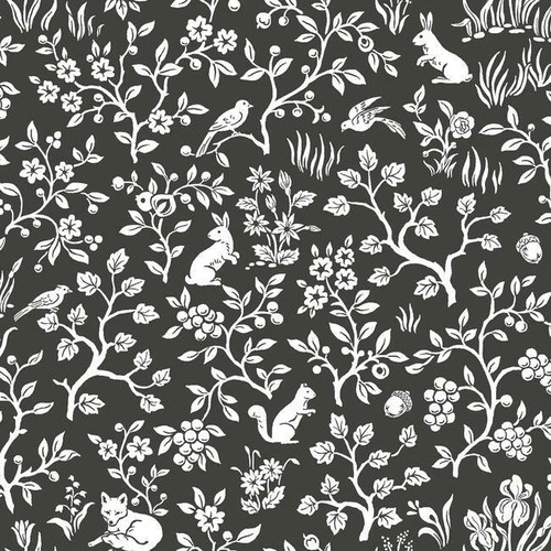 PSW1164RL Fox & Hare Black Animals & Insects Theme Wallpaper from York Premium Peel & Stick Magnolia Home Made in United States