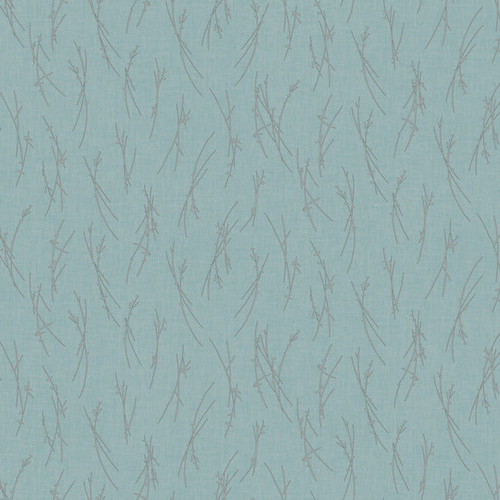 MD7193 Sprigs Smokey Blue Gray Botanical Theme Unpasted  Raised Foil on Non-Woven Wallpaper from Antonina Vella Modern Metals Second Edition