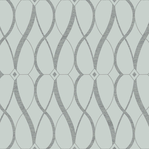 MD7172 Graceful Geo Spa Gray Silver Geometric Theme Unpasted  Raised Foil on Non-Woven Wallpaper from Antonina Vella Modern Metals Second Edition