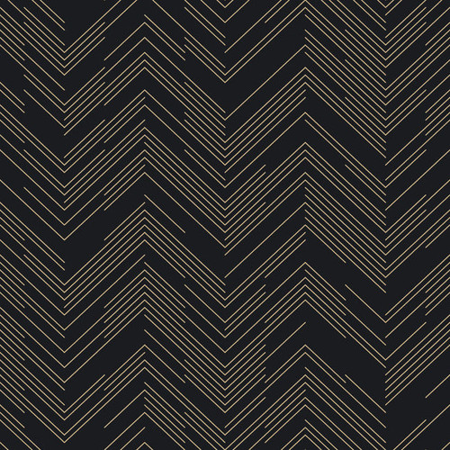 MD7221 Polished Chevron Black Gold Geometric Theme Unpasted  Raised Foil on Non-Woven Wallpaper from Antonina Vella Modern Metals Second Edition