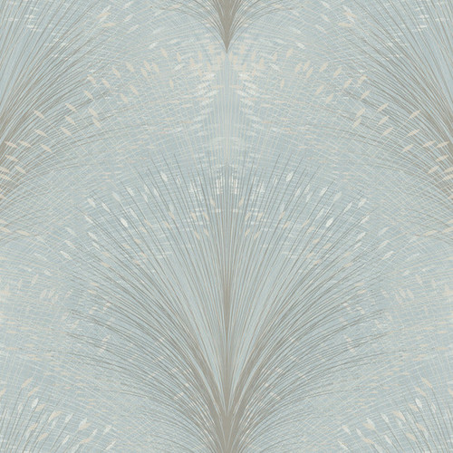 OI0685 Papyrus Plume Sky Blue Off White Botanical Theme Unpasted Non Woven Wallpaper from New Origins Made in United States