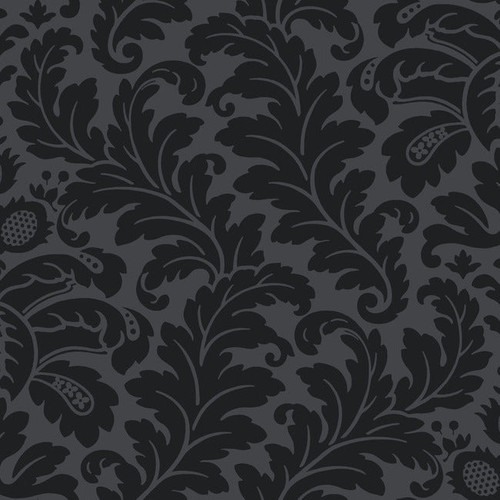 DT5044 Modern Romance Black Gray Unpasted Non Woven Botanical Wallpaper from Candice Olsen After Eight Collection Made in United States