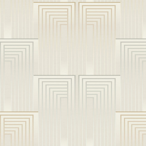 DT5073 Vanishing Brown Silver Gold Unpasted Paper Geometric Wallpaper from Candice Olsen After Eight Collection Made in United States