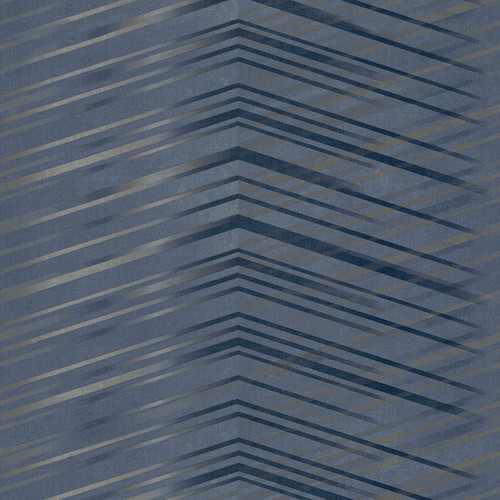 DT5053 Glistening Chevron Navy Blue Gold Unpasted Paper Geometric Wallpaper from Candice Olsen After Eight Collection Made in United States