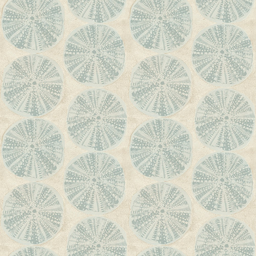 4071-71028 Sea Biscuit Sand Dollar Aqua Blue Beach Theme Prepasted Sure Strip Wallpaper from Blue Heron by Chesapeake Made in United States