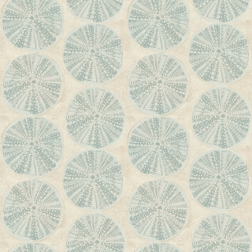 4071-71028 Sea Biscuit Sand Dollar Aqua Blue Beach Theme Prepasted Sure Strip Wallpaper from Blue Heron by Chesapeake Made in United States