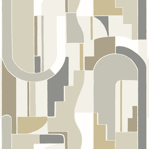 4121-72203 Odele Geometric Archways Honey Neutral Abstract Theme Non Woven Wallpaper from Mylos by A-Street Prints Made in United States