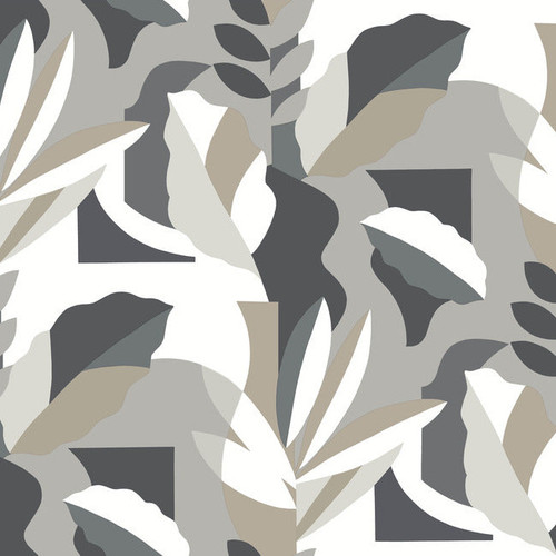 AG2003 Papier Colle Black Gray Off White Tropical Theme Unpasted Non Woven Wallpaper from Artistic Abstract