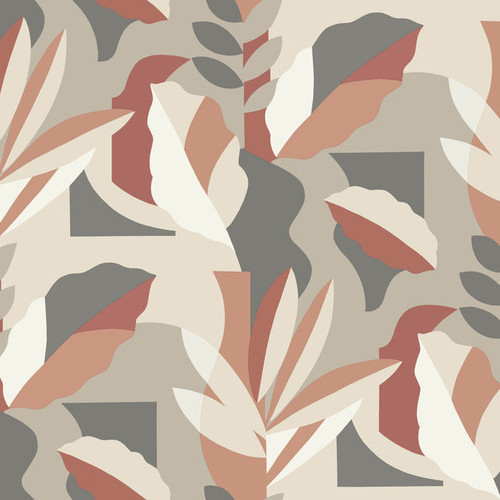 AG2001 Papier Colle Coral Red Gray Beige Tropical Theme Unpasted Non Woven Wallpaper from Artistic Abstract