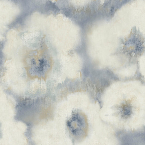 EV3964 Blended Floral Blue Off White Brown Art Deco Theme Unpasted Non Woven Wallpaper from Candice Olsen Casual Elegance