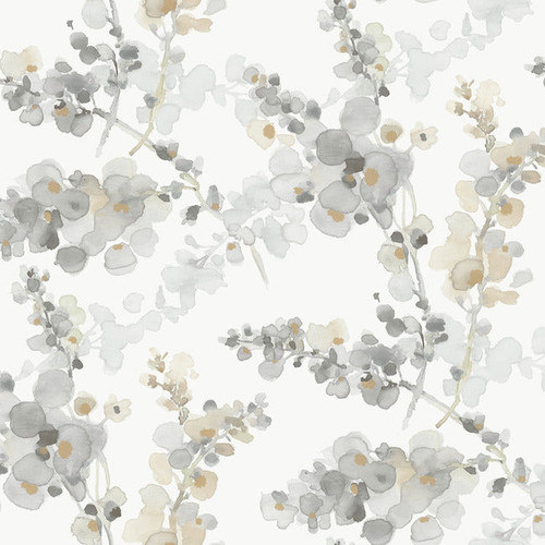 EV3971 Blossom Fling Steel Gray Off White Modern Theme Unpasted Non Woven Wallpaper from Candice Olsen Casual Elegance