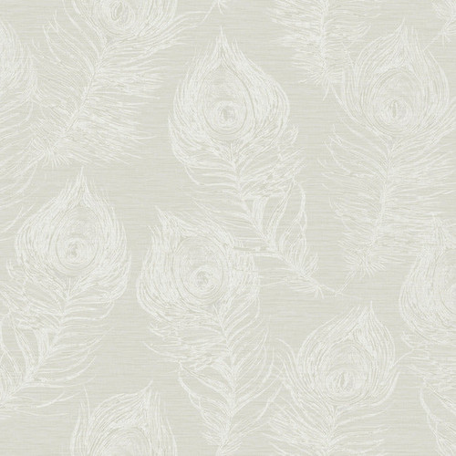 EV3944 Regal Peacock Pearl Off White Modern Theme Unpasted Non Woven Wallpaper from Candice Olsen Casual Elegance