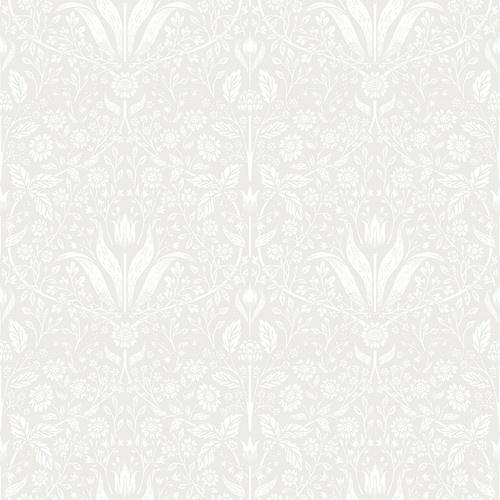 4143-34007 Mara Tulip Ogee Light Gray Off White Botanical Theme Non Woven Wallpaper from Botanica by A-Street Prints Made in Sweden