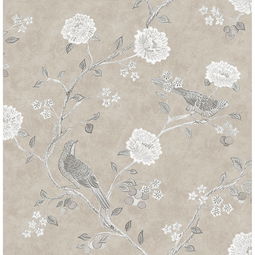 AST4969 Wellesley Chinoiserie Taupe Neutral Animals Theme Non Woven Wallpaper from Erin Gates by A-Street Prints Made in United States
