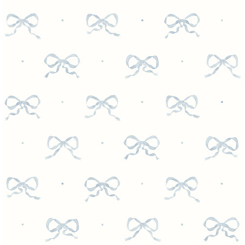 AST4356 Emma Heather Large Bow Blue Heather Graphics Theme Non Woven Wallpaper from Erin Gates by A-Street Prints Made in United States