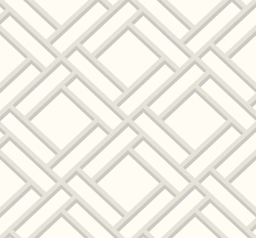 LN11500 Block Trellis Metallic Silver and Eggshell Geometric Theme Heavyweight Uncoated Paper (FSC) Unpasted Wallpaper Luxe Retreat Collection Made in United States