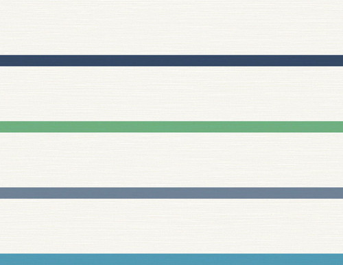 LN11412 Crew Stripe Midnight Blue, Spearmint, and Eggshell Stripe Theme Heavyweight Acrylic Coated Paper (FSC) Unpasted Wallpaper Luxe Retreat Collection Made in United States