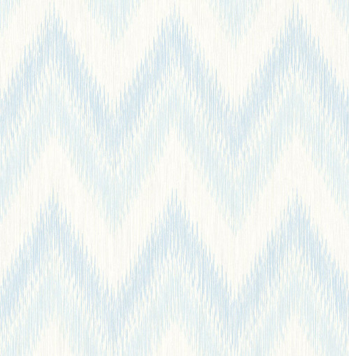 LN11202 Regent Flamestitch Stringcloth Blue Frost and Eggshell Chevron Theme White Yarn on Heavyweight Acrylic Coated Paper (FSC) Unpasted Wallpaper Luxe Retreat Collection Made in United States