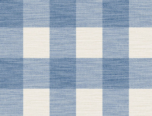 LN10802 Rugby Gingham Coastal Blue and Ivory Gingham Theme Heavyweight Acrylic Coated Paper (FSC) Unpasted Wallpaper Luxe Retreat Collection Made in United States