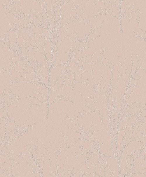 UK11501 Bead Branches Blush Botanical Theme Nonwoven Unpasted Wallpaper Black & White Collection Made in Netherlands