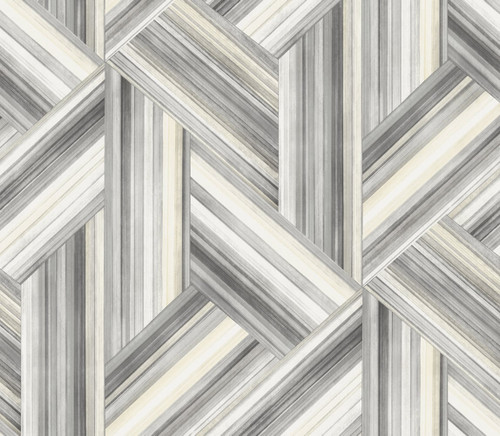 LW50108 Geo Inlay Cove Gray and Carrara Geometric Theme Heavyweight Acrylic Coated Paper (FSC) Unpasted Wallpaper Living with Art Collection Made in United States