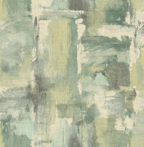 LW51304 Dry Brush Faux Everglades and Moss Green Abstract Theme Heavyweight Acrylic Coated Paper (FSC) Unpasted Wallpaper Living with Art Collection Made in United States