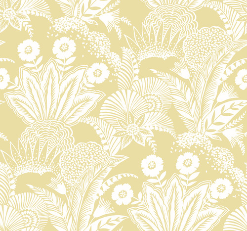 SC20103 Suvi Palm Grove Butter Botanical Theme Nonwoven Unpasted Wallpaper Summer House Collection Made in United States