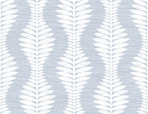 LN40512 Carina Leaf Ogee Charlotte Blue Botanical Theme 20 oz. Type II Vinyl Unpasted Wallpaper Coastal Haven Collection Made in United States