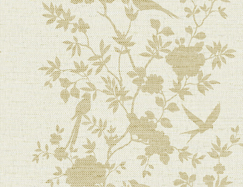 LN41003 Aloha Bird Trail Golden Toile Theme 20 oz. Type II Vinyl Unpasted Wallpaper Coastal Haven Collection Made in United States