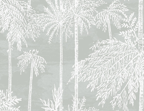 LN40208 Palm Grove  Misty Botanical Theme 20 oz. Type II Vinyl Unpasted Wallpaper Coastal Haven Collection Made in United States