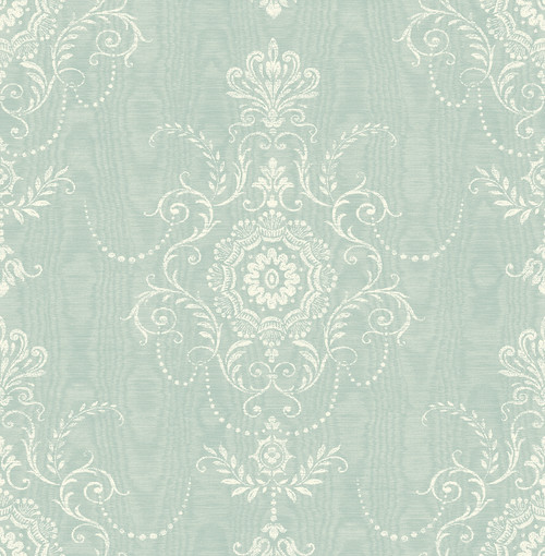 FC60314 Colette Cameo Summer Sky Damask Theme Nonwoven Unpasted Wallpaper French Country Collection Made in United States